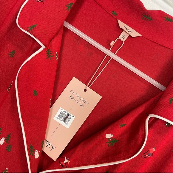 Eberjey Sleep Shirt Womens XL Red Button Front Loungewear Gisele Ski NWT NEW - Picture 4 of 10
